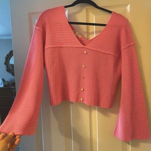 Hot Pink Sweater Bell Sleeves Size L